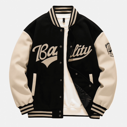 Banality™ Men’s Varsity Jacket – Premium Suede Bomber in Olive or Black