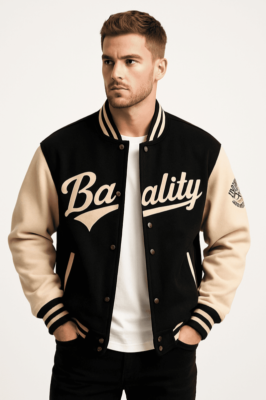 Banality™ Men’s Varsity Jacket – Premium Suede Bomber in Olive or Black